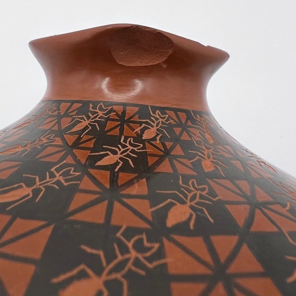 Yoly Ledezma Mata Ortiz Seed Jar 5in Red Black Good Polychrome Ant Pottery - Picture 7 of 8